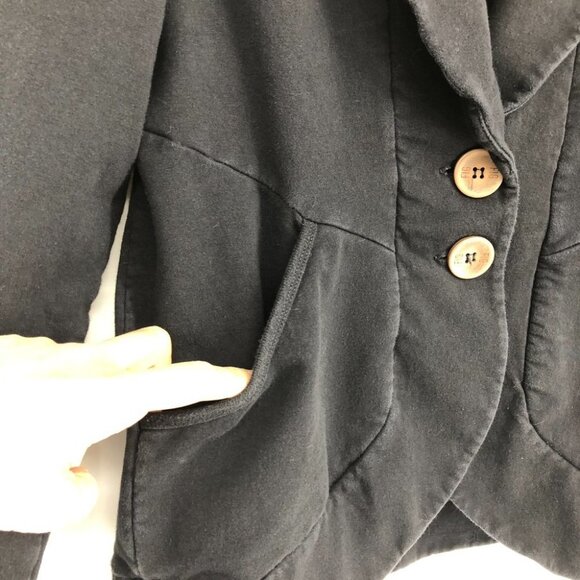 Fig chalet Black Blazer style Cardigan w/2 buttons pronounced lapels + pockets S - Picture 11 of 13